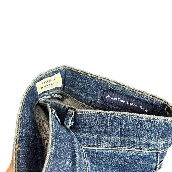 Citizens Of Humanity Rocket High Rise Crop in Carmel Blue Raw Hem Womens Size 25 - Picture 9 of 12